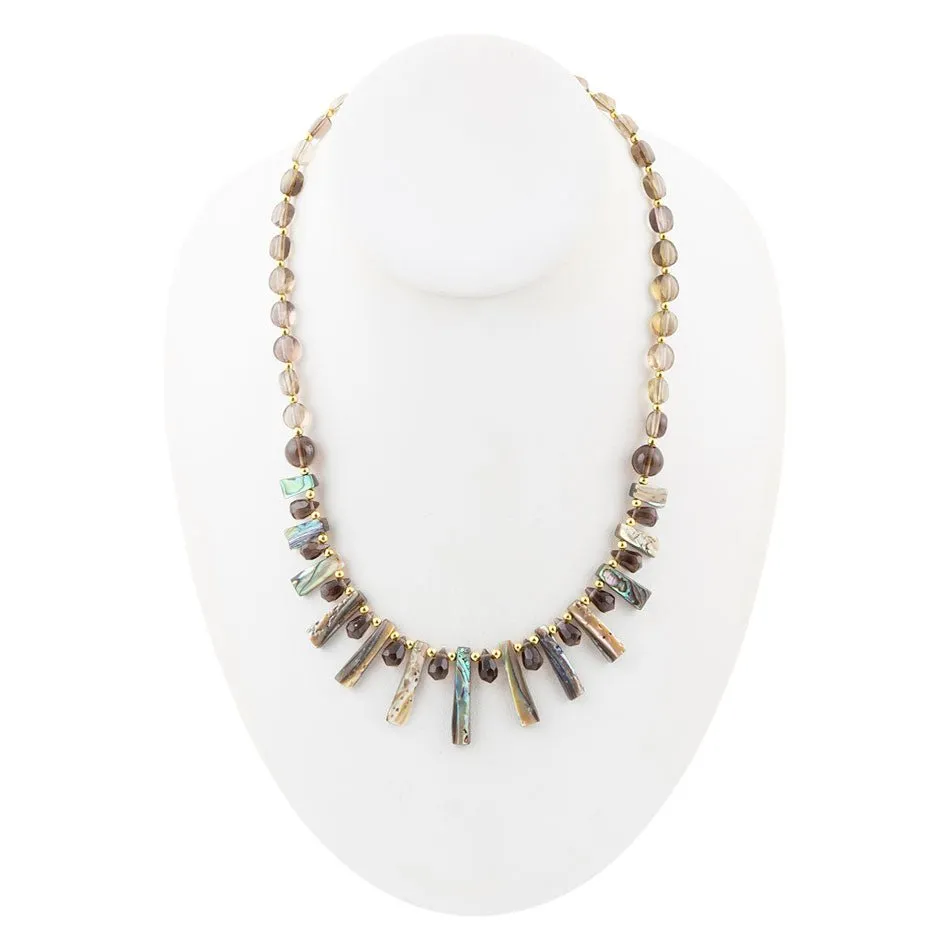 Sepia Sea Green Abalone Statement Golden Necklace sold by Barse product image thumbnail 4