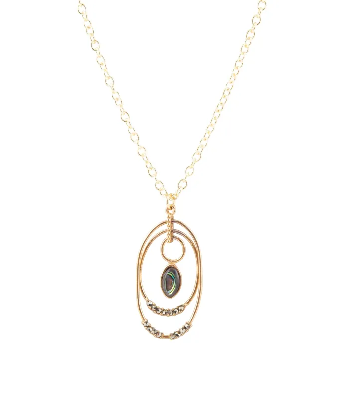 Henley Blue Abalone Golden Pendant Necklace sold by Barse