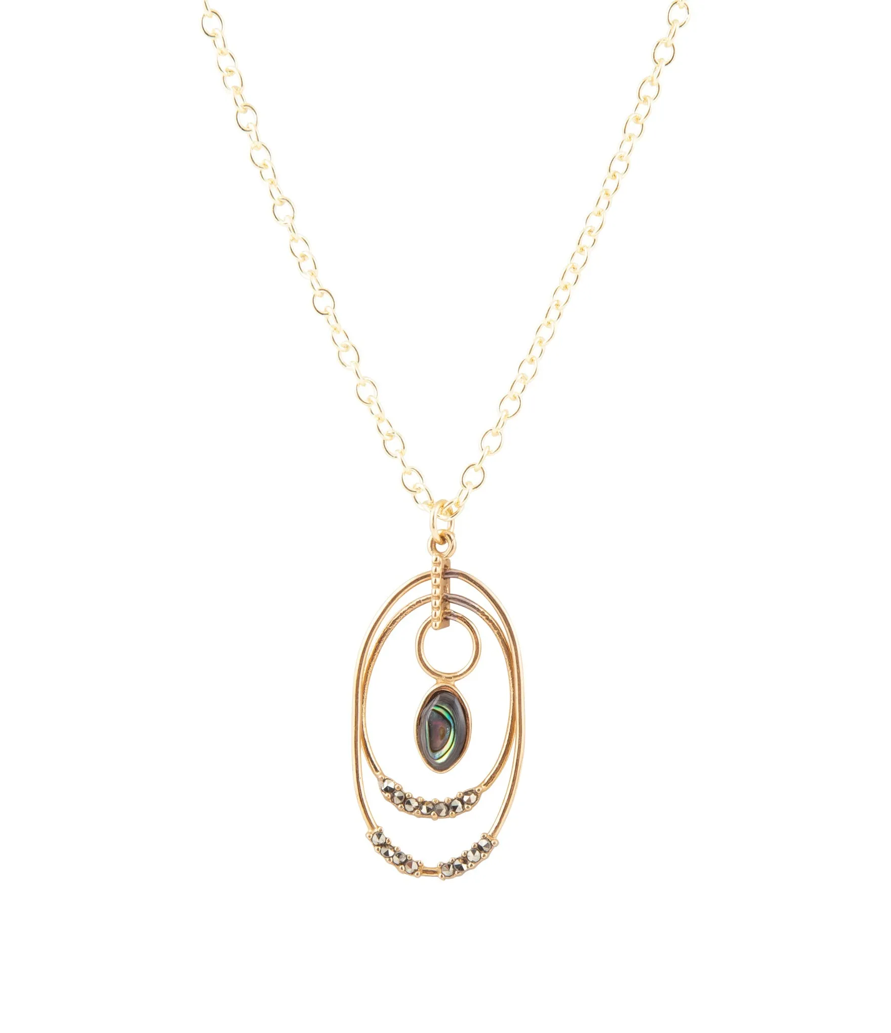 Henley Blue Abalone Golden Pendant Necklace sold by Barse