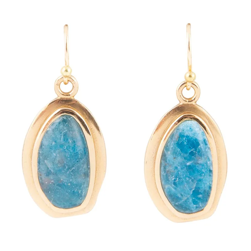 Impressions Blue Apatite Golden Drop Earrings sold by Barse