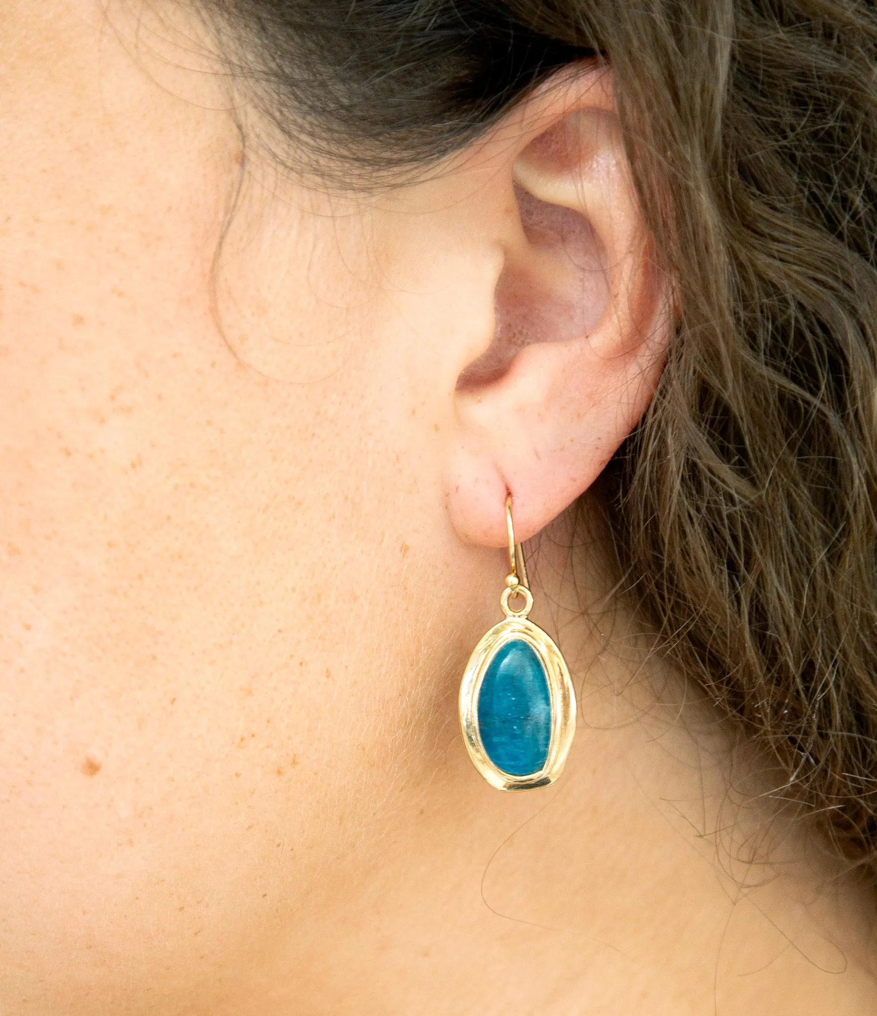 Impressions Blue Apatite Golden Drop Earrings sold by Barse product image thumbnail 2
