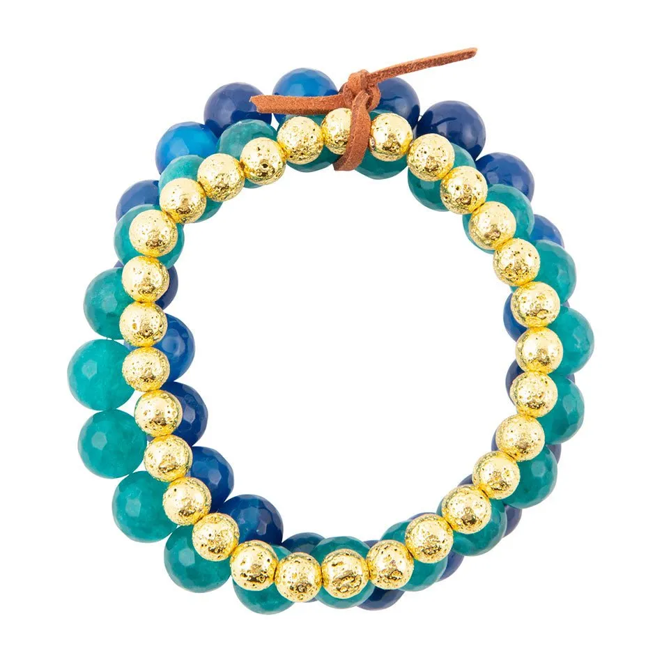 Argo Blue Jade Golden Stretch Bracelet Set sold by Barse product image thumbnail 4