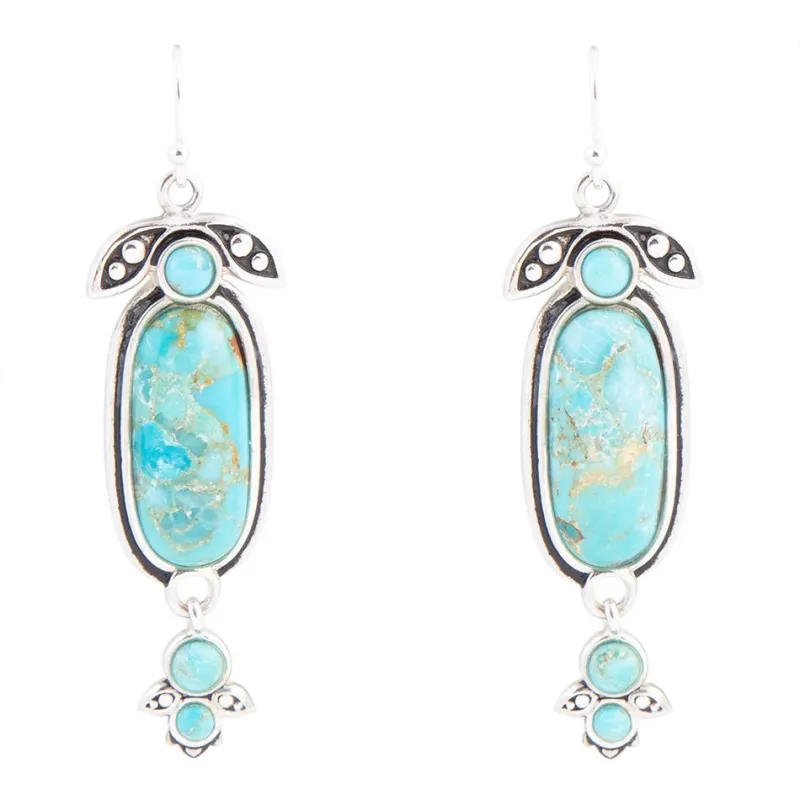 Emile Blue Turquoise Sterling Silver Dangle Earrings sold by Barse