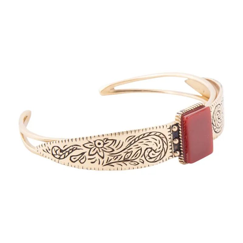 Stamped Orange Carnelian Golden Cuff Bracelet sold by Barse