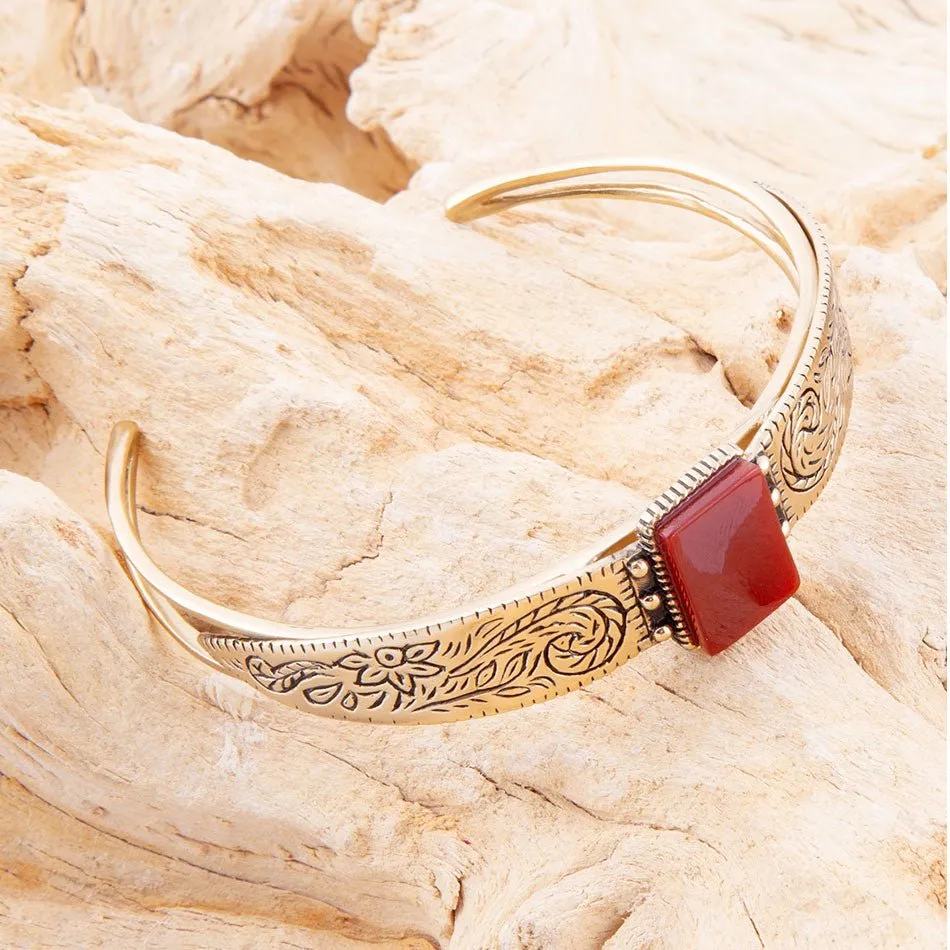 Stamped Orange Carnelian Golden Cuff Bracelet sold by Barse product image thumbnail 5