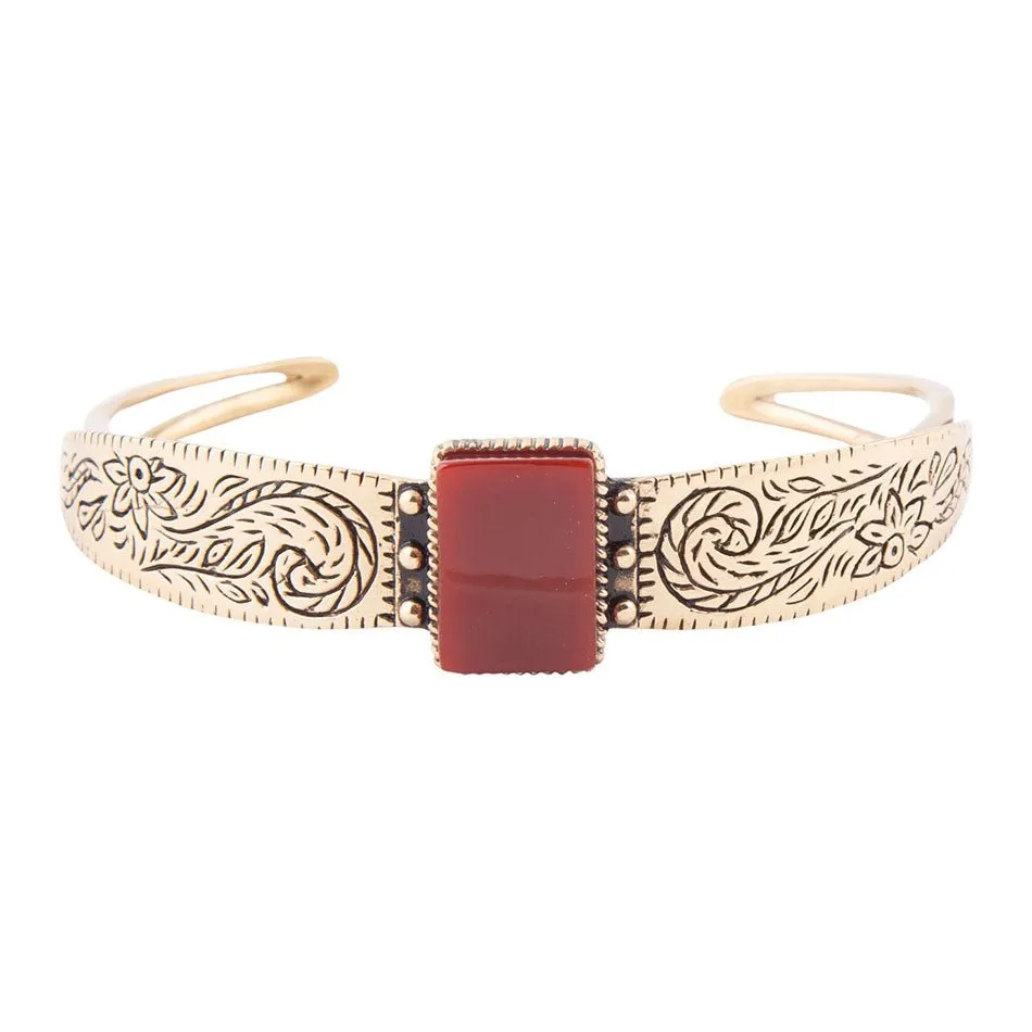 Stamped Orange Carnelian Golden Cuff Bracelet sold by Barse product image thumbnail 4