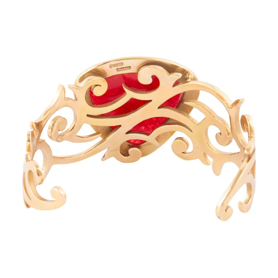 Red Bordeaux Quartz Golden Statement Cuff Bracelet sold by Barse product image thumbnail 5