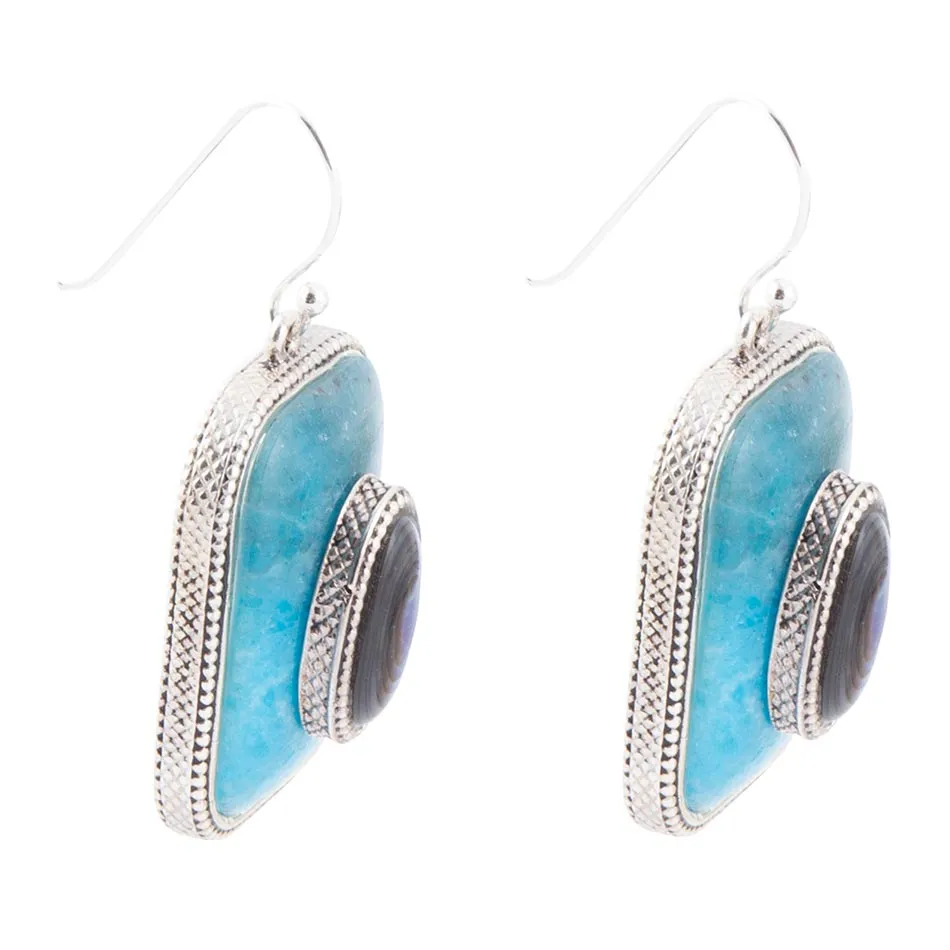 Blue Apatite and Abalone Stacked Sterling Silver Earrings sold by Barse product image thumbnail 3