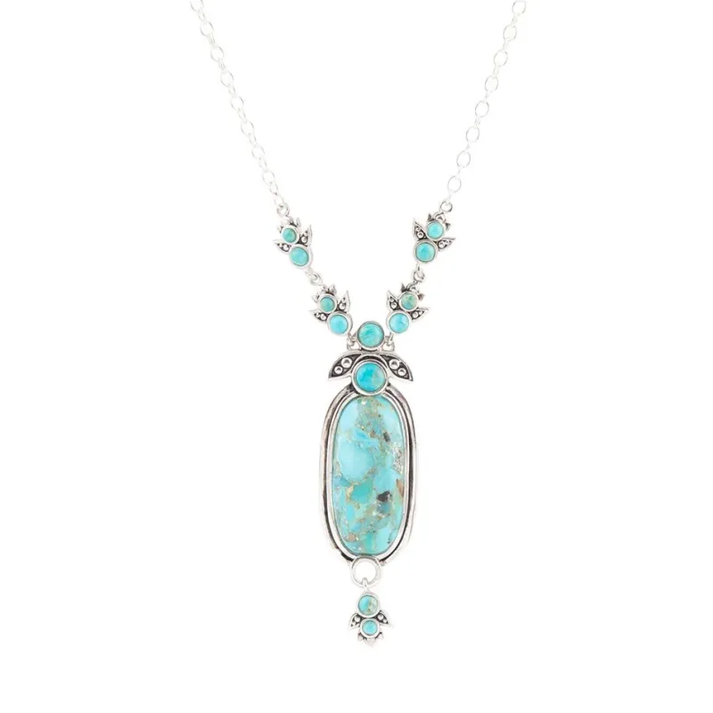 Emile Sterling Silver and Blue Turquoise Pendant Necklace sold by Barse