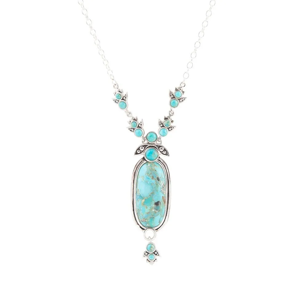 Emile Sterling Silver and Blue Turquoise Pendant Necklace sold by Barse