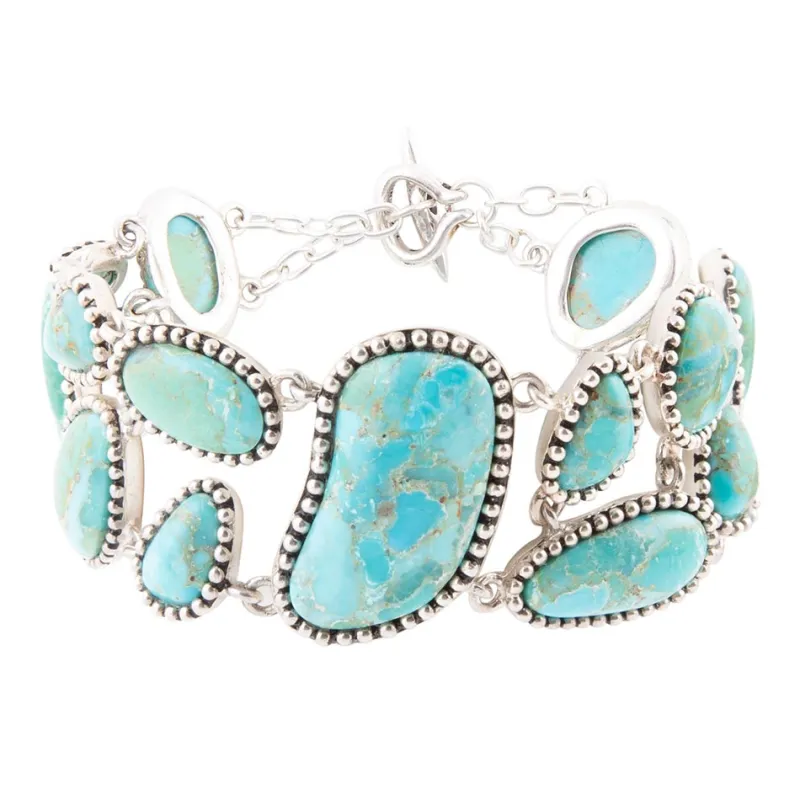 Refined Blue Turquoise Sterling Silver Link Bracelet sold by Barse