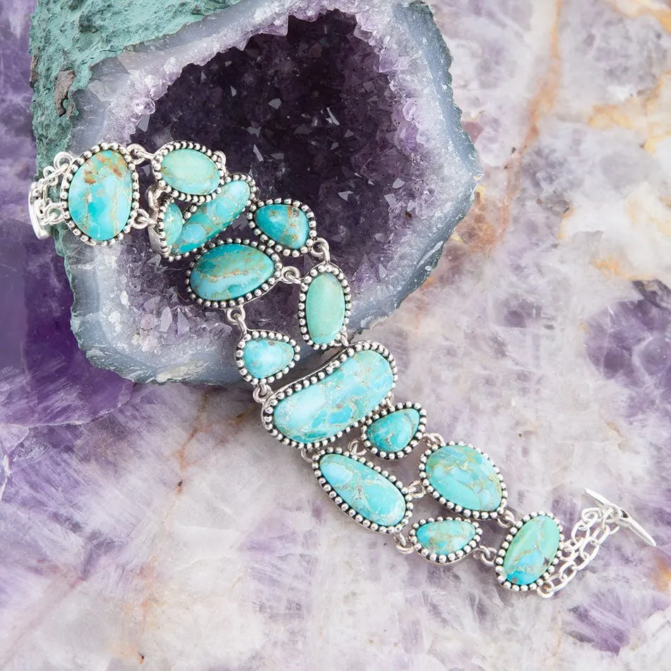 Refined Blue Turquoise Sterling Silver Link Bracelet sold by Barse product image thumbnail 3