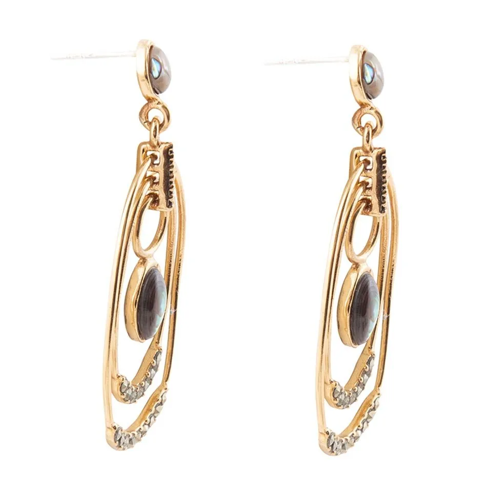 Henle Green Abalone Chandelier Golden Drop Earrings sold by Barse product image thumbnail 4