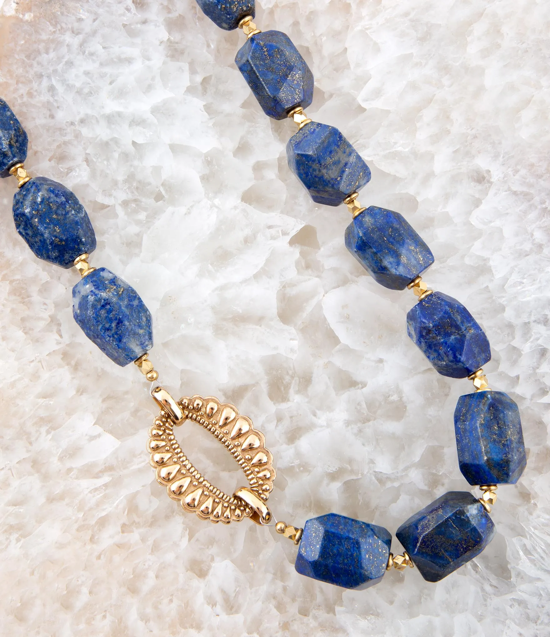 Chunky Blue Lapis Station Golden Necklace sold by Barse product image thumbnail 2