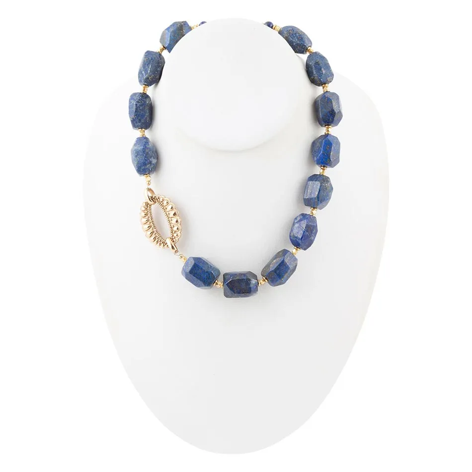 Chunky Blue Lapis Station Golden Necklace sold by Barse product image thumbnail 3