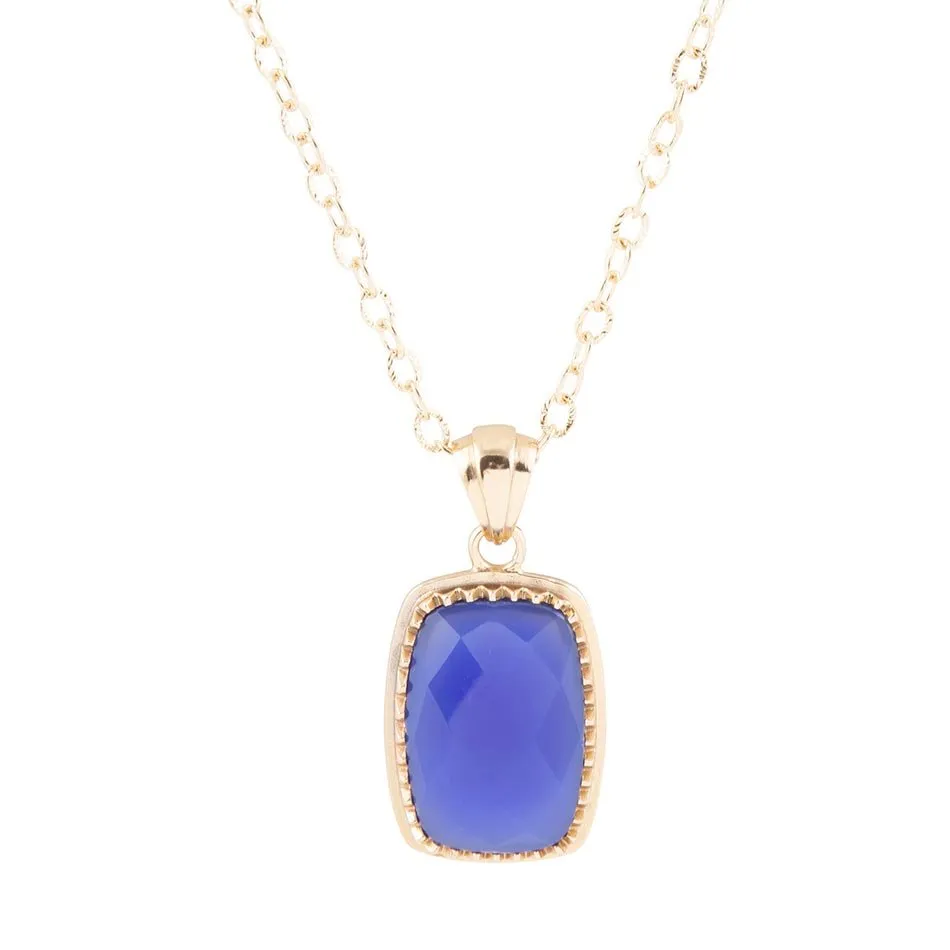 Filigreed Blue Agate Golden Pendant Necklaces sold by Barse