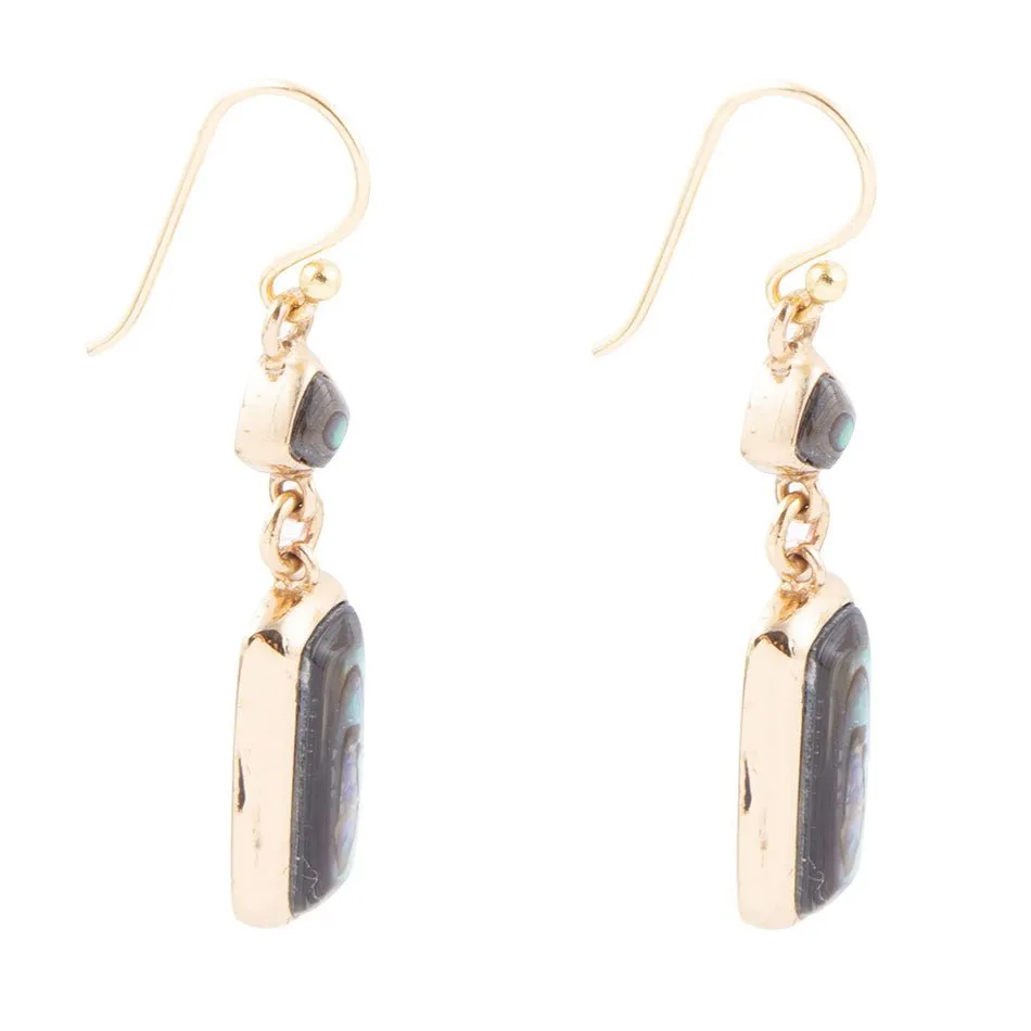 Geo Blue Abalone Golden Drop Earrings sold by Barse product image thumbnail 4