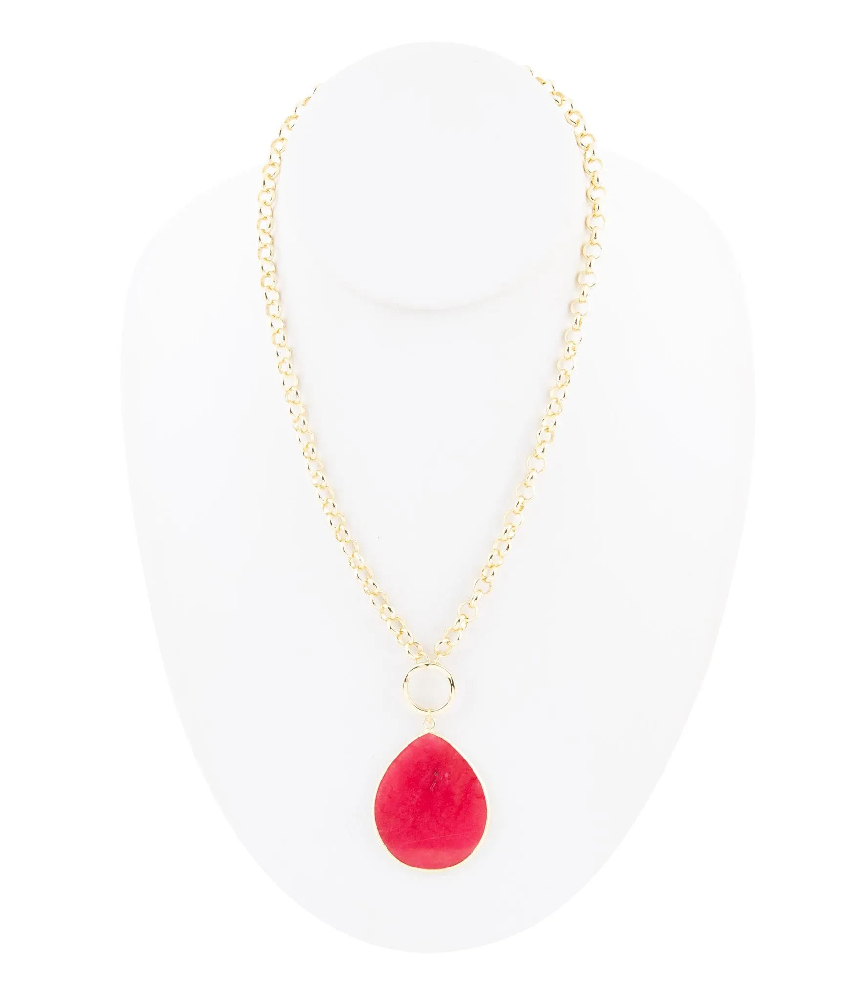 Red Jade Teardrop Golden Chain Necklace sold by Barse product image thumbnail 2