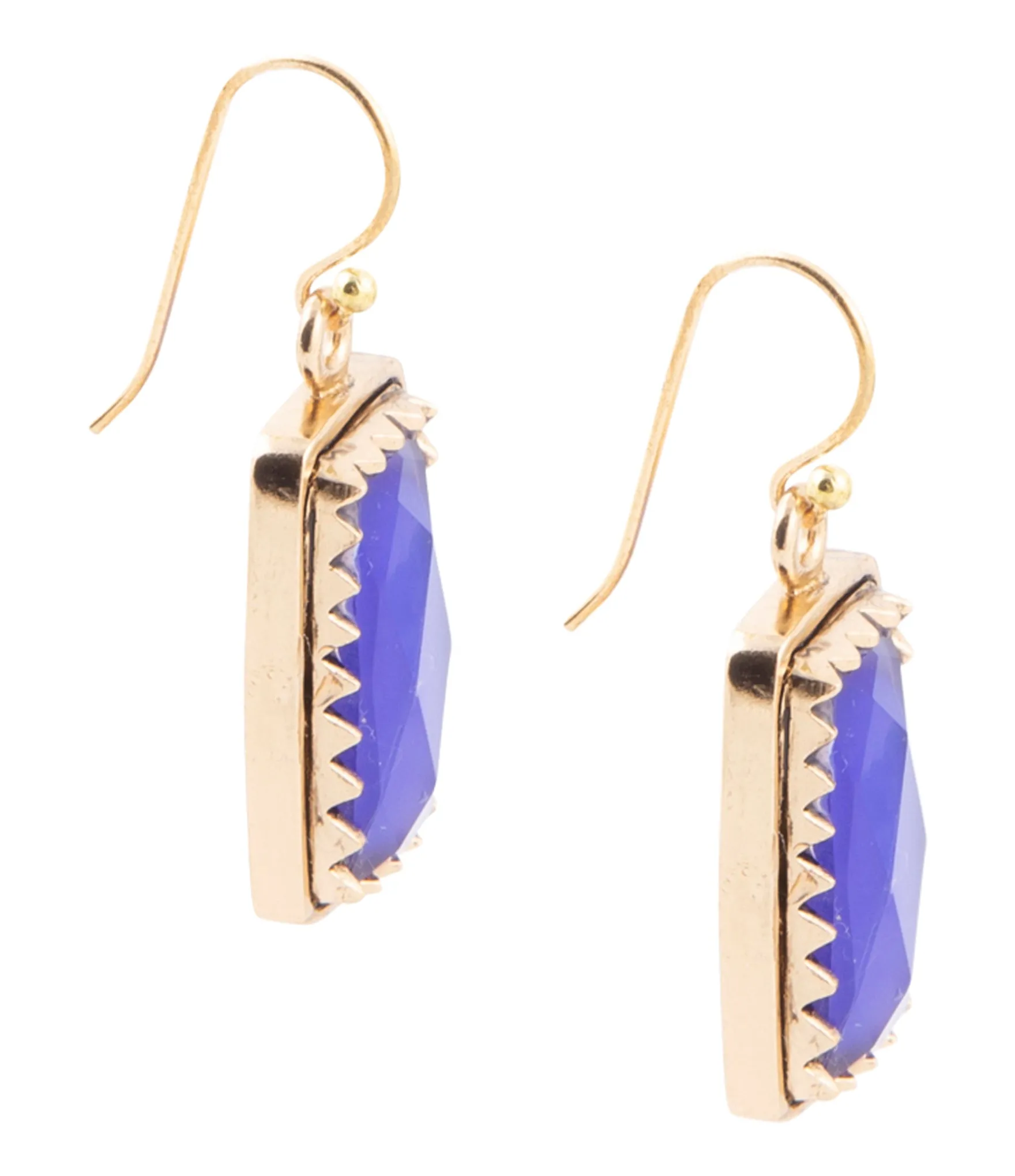 Filigreed Blue Agate Rectangular Shape Golden Drop Earrings sold by Barse product image thumbnail 3