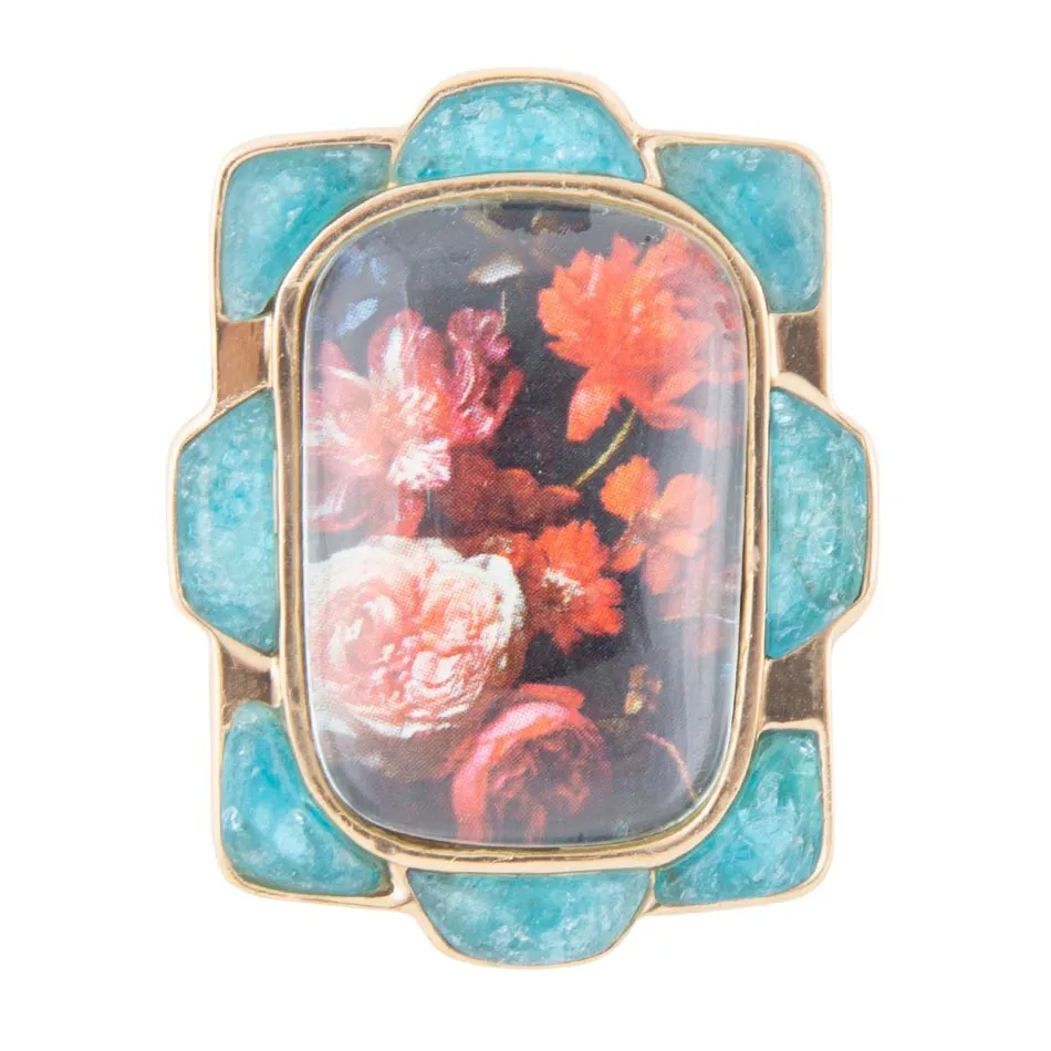 Scenic Red Florals Blue Apatite Golden Statement Ring sold by Barse product image thumbnail 4