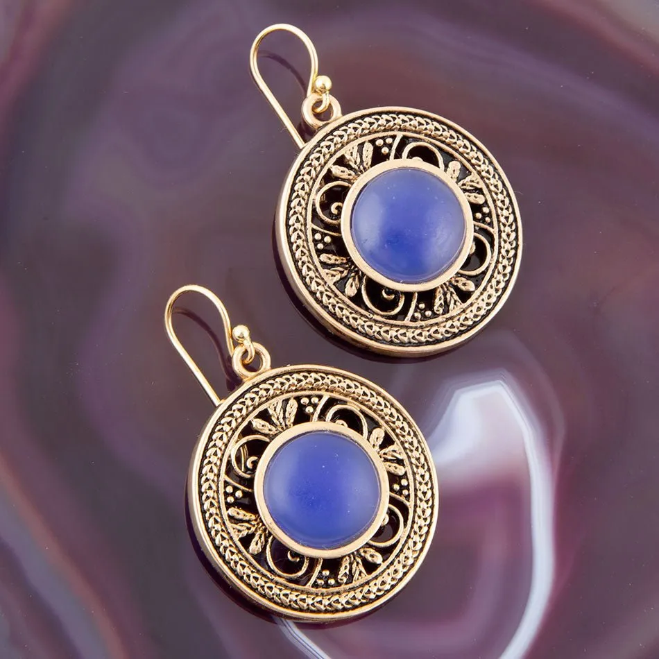 Blue Agate and Golden Detail Drop Earrings sold by Barse product image thumbnail 3