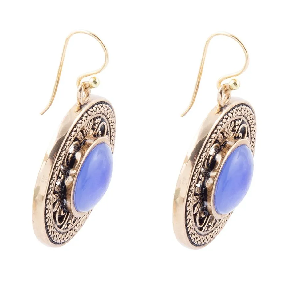 Blue Agate and Golden Detail Drop Earrings sold by Barse product image thumbnail 4