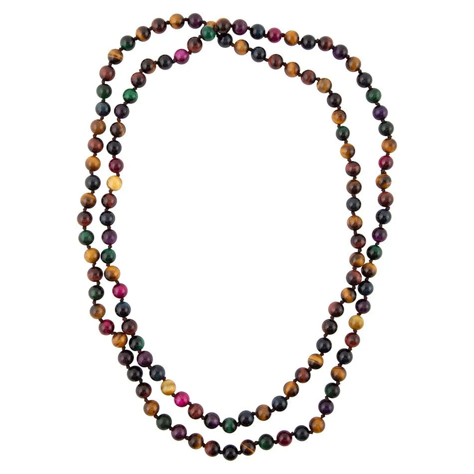 Multicolor Tiger's Eye Knoted Necklace sold by Barse product image thumbnail 5