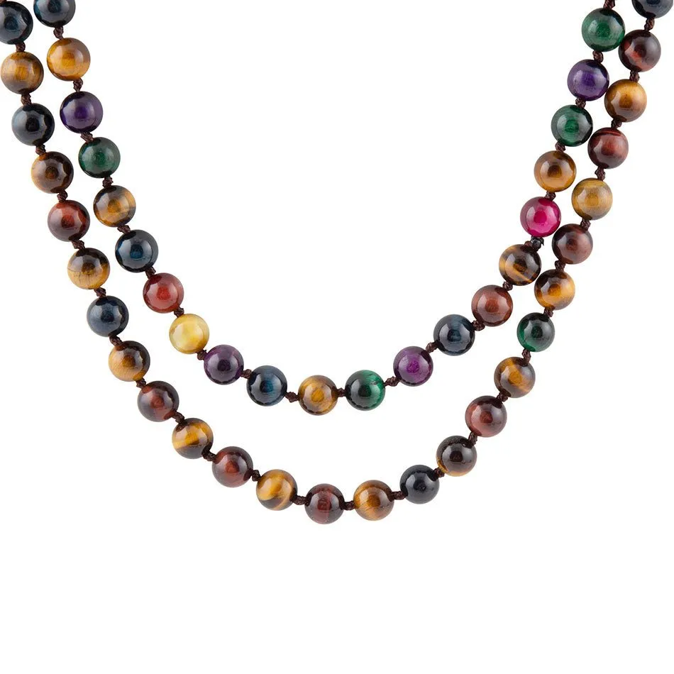 Multicolor Tiger's Eye Knoted Necklace sold by Barse