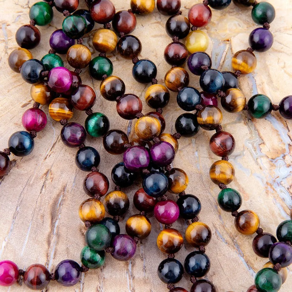Multicolor Tiger's Eye Knoted Necklace sold by Barse product image thumbnail 3