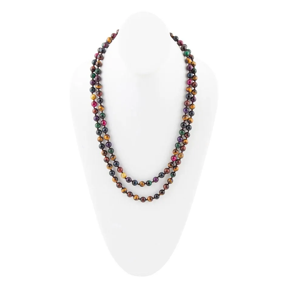 Multicolor Tiger's Eye Knoted Necklace sold by Barse product image thumbnail 4