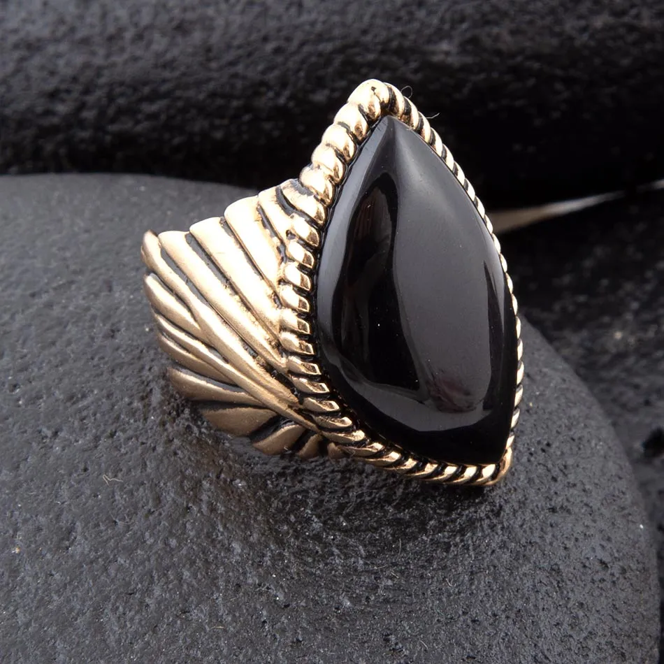 Black Onyx Golden Statement Rings sold by Barse product image thumbnail 3