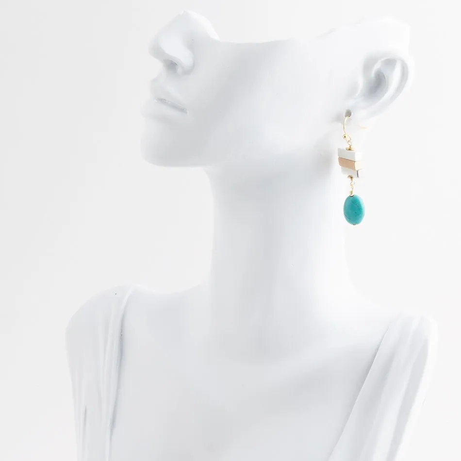 Pueblo Blue Magnesite and Mixed Metal Drop Earrings sold by Barse product image thumbnail 3