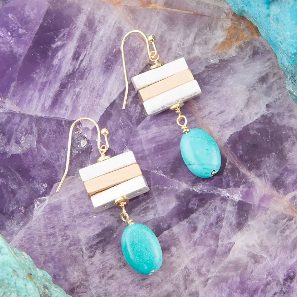Pueblo Blue Magnesite and Mixed Metal Drop Earrings sold by Barse product image thumbnail 4