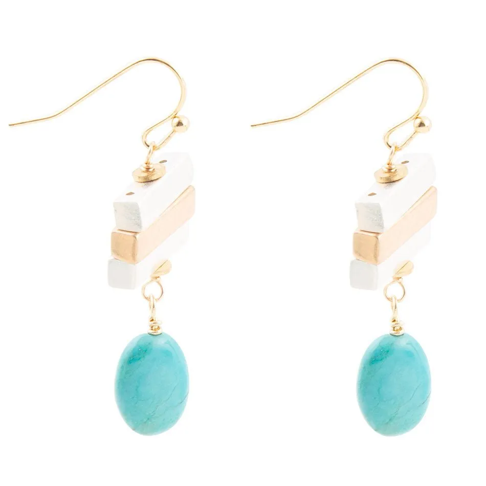 Pueblo Blue Magnesite and Mixed Metal Drop Earrings sold by Barse product image thumbnail 5