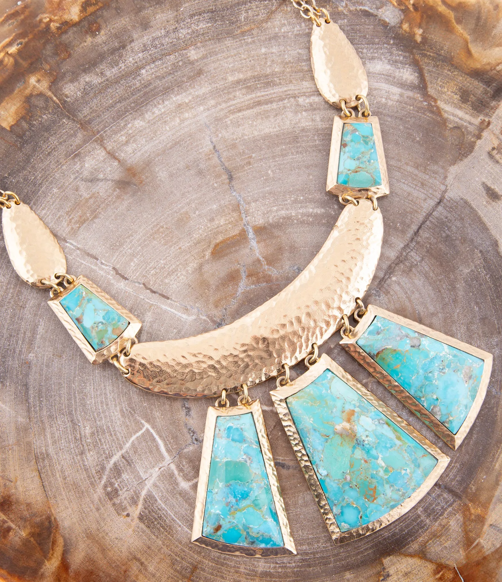 Blue Turquoise Jeweled Statement Golden Necklace sold by Barse product image thumbnail 3