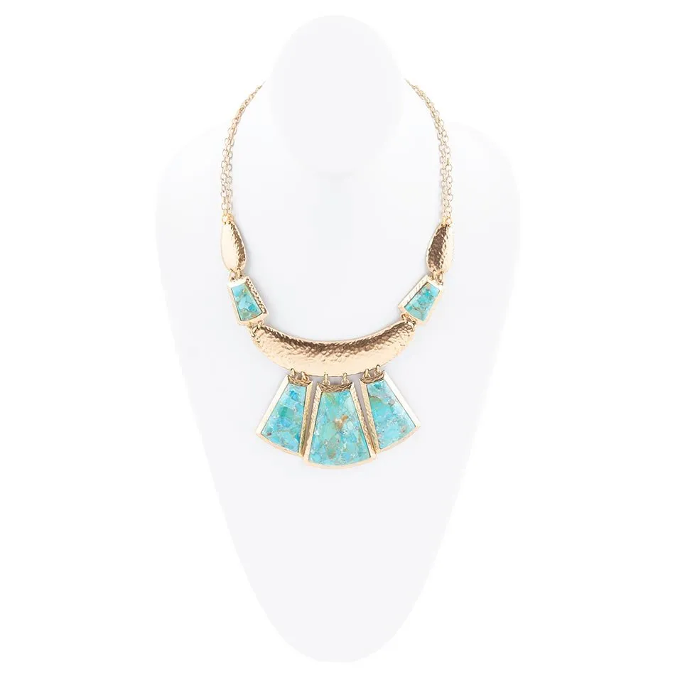 Blue Turquoise Jeweled Statement Golden Necklace sold by Barse product image thumbnail 5
