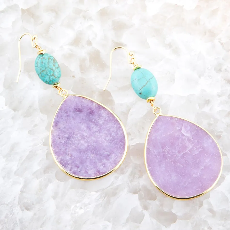 Purple Amethyst Tear Golden Drop Earrings sold by Barse product image thumbnail 2