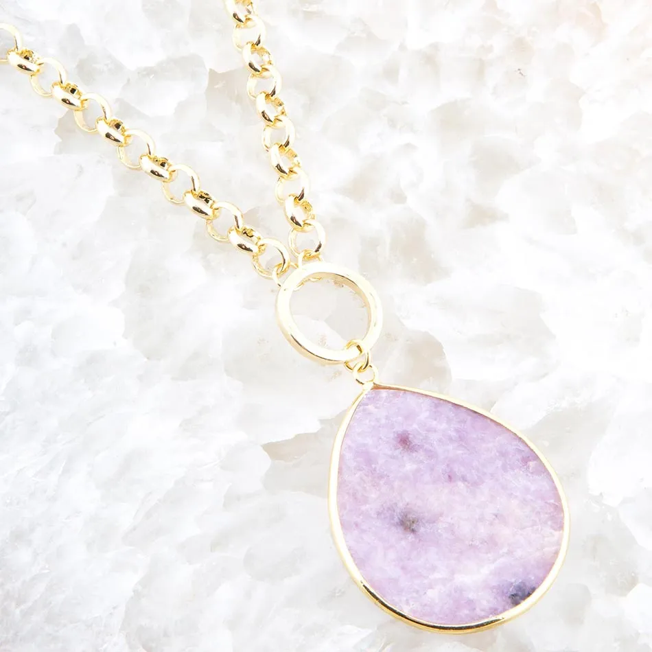 Purple Amethyst Teardrop Golden Chain Necklace sold by Barse product image thumbnail 2
