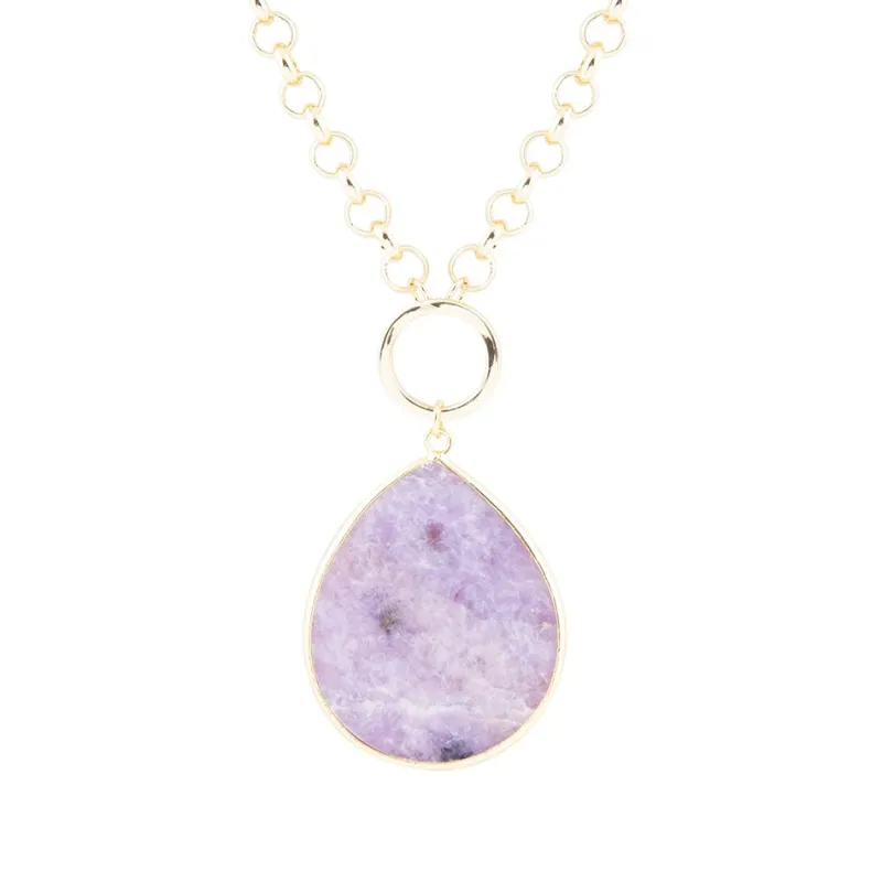 Purple Amethyst Teardrop Golden Chain Necklace sold by Barse