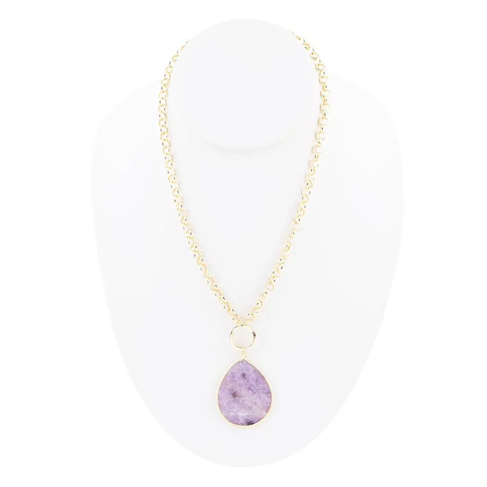 Purple Amethyst Teardrop Golden Chain Necklace sold by Barse product image thumbnail 3
