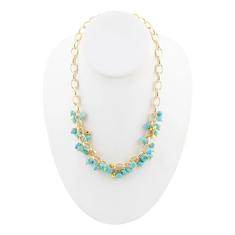 Blue Magnesite Stones Golden Chain Necklace sold by Barse product image thumbnail 4