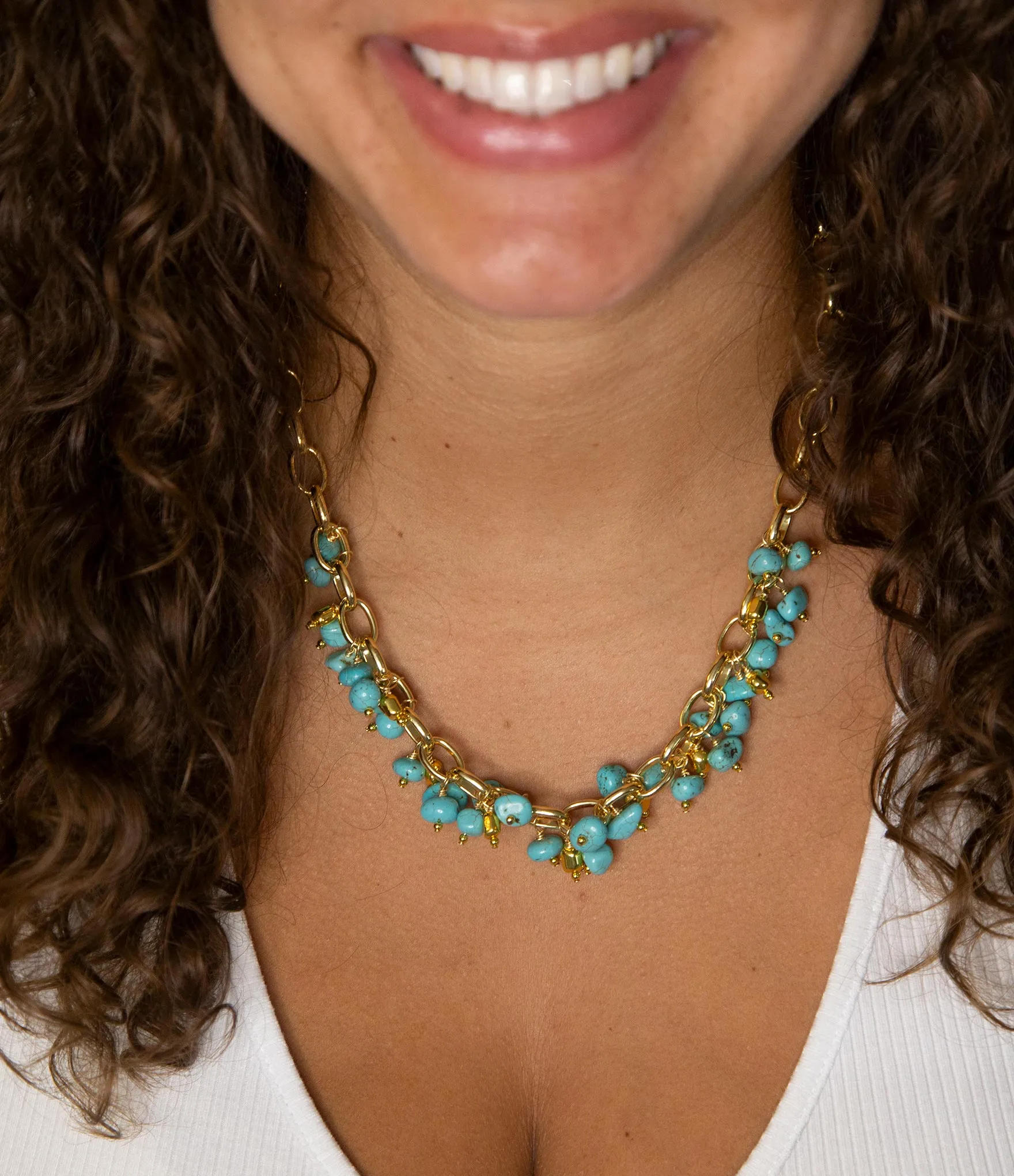 Blue Magnesite Stones Golden Chain Necklace sold by Barse product image thumbnail 2