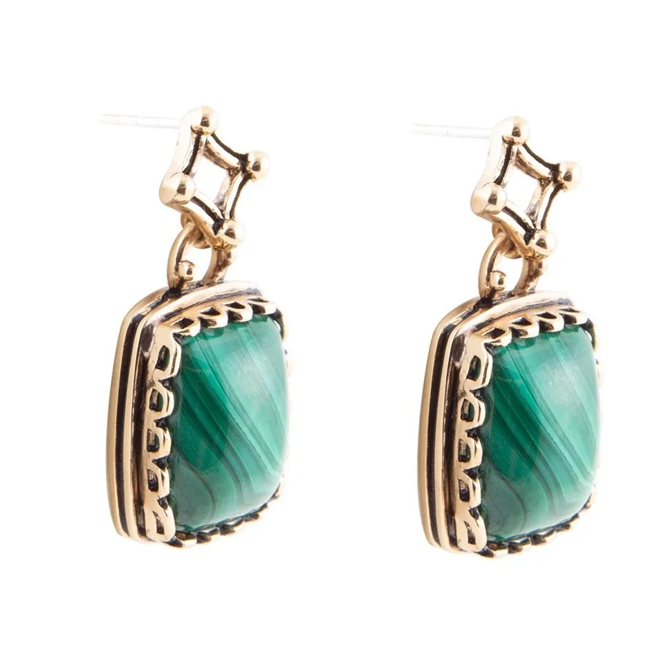 Cognate Green Malachite Post Drop Golden Earrings sold by Barse product image thumbnail 3