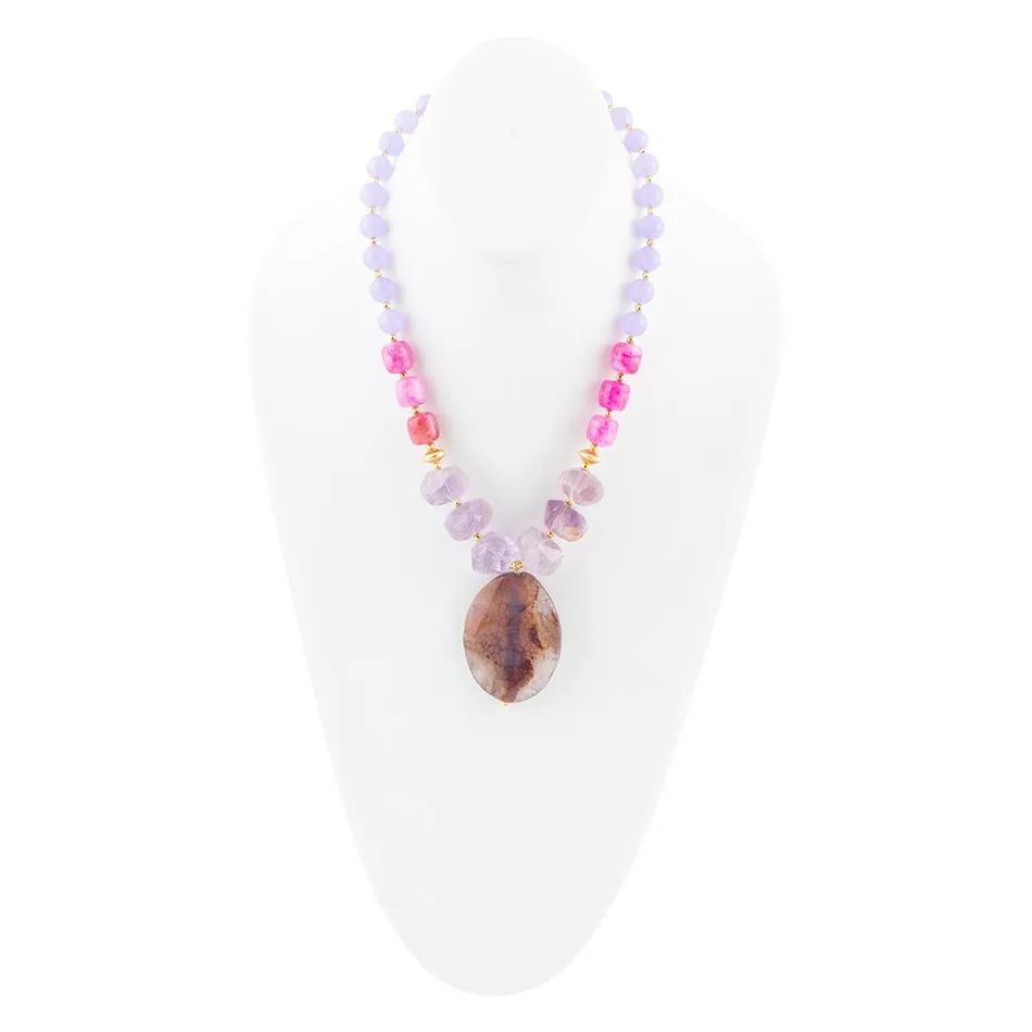Purple Periwinkle Amethyst and Agate Pendant Necklace sold by Barse product image thumbnail 4