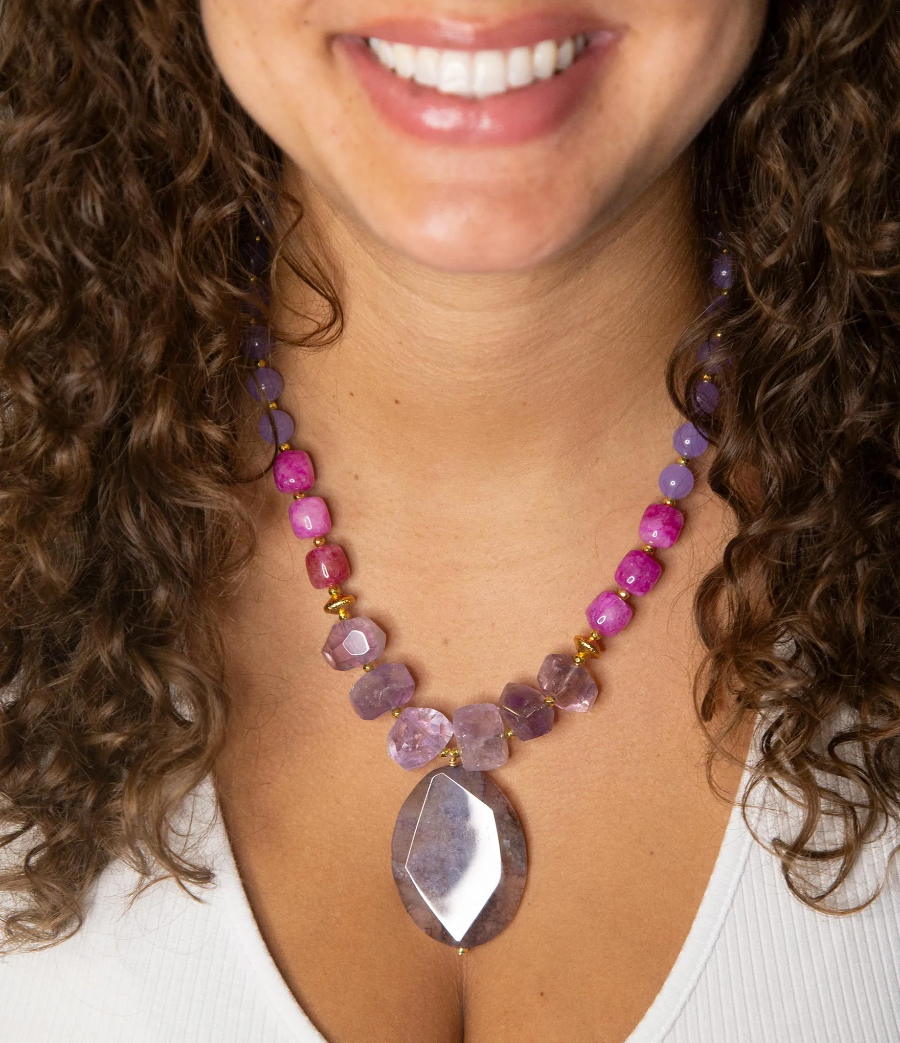 Purple Periwinkle Amethyst and Agate Pendant Necklace sold by Barse product image thumbnail 2