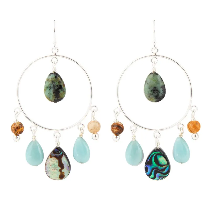 Ajo Abalone Sterling Silver Circle Earrings sold by Barse