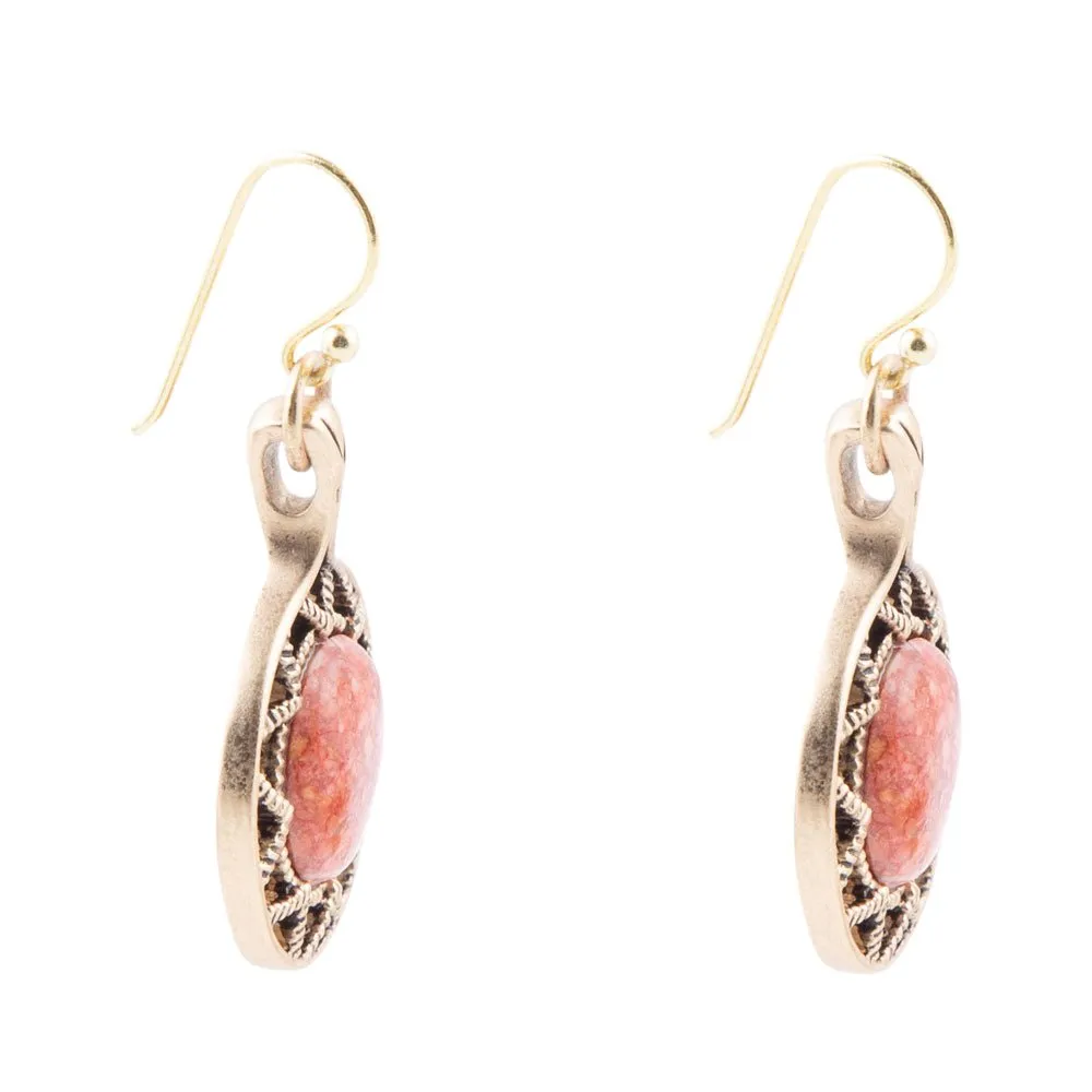 Sun Orange Sponge Coral Golden Drop Earrings sold by Barse product image thumbnail 3