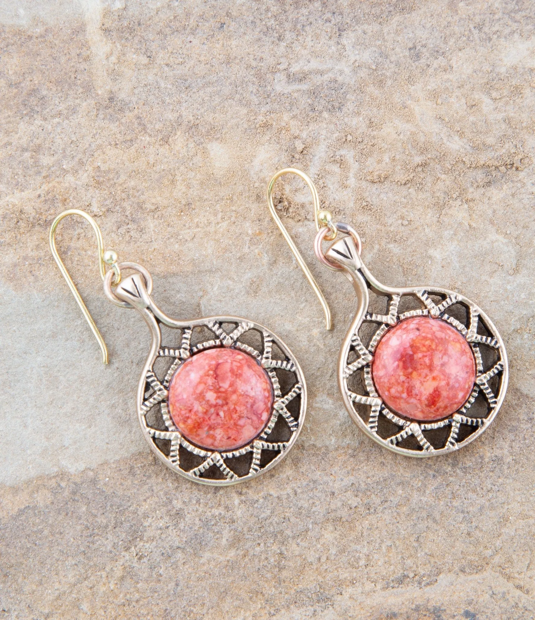 Sun Orange Sponge Coral Golden Drop Earrings sold by Barse product image thumbnail 4