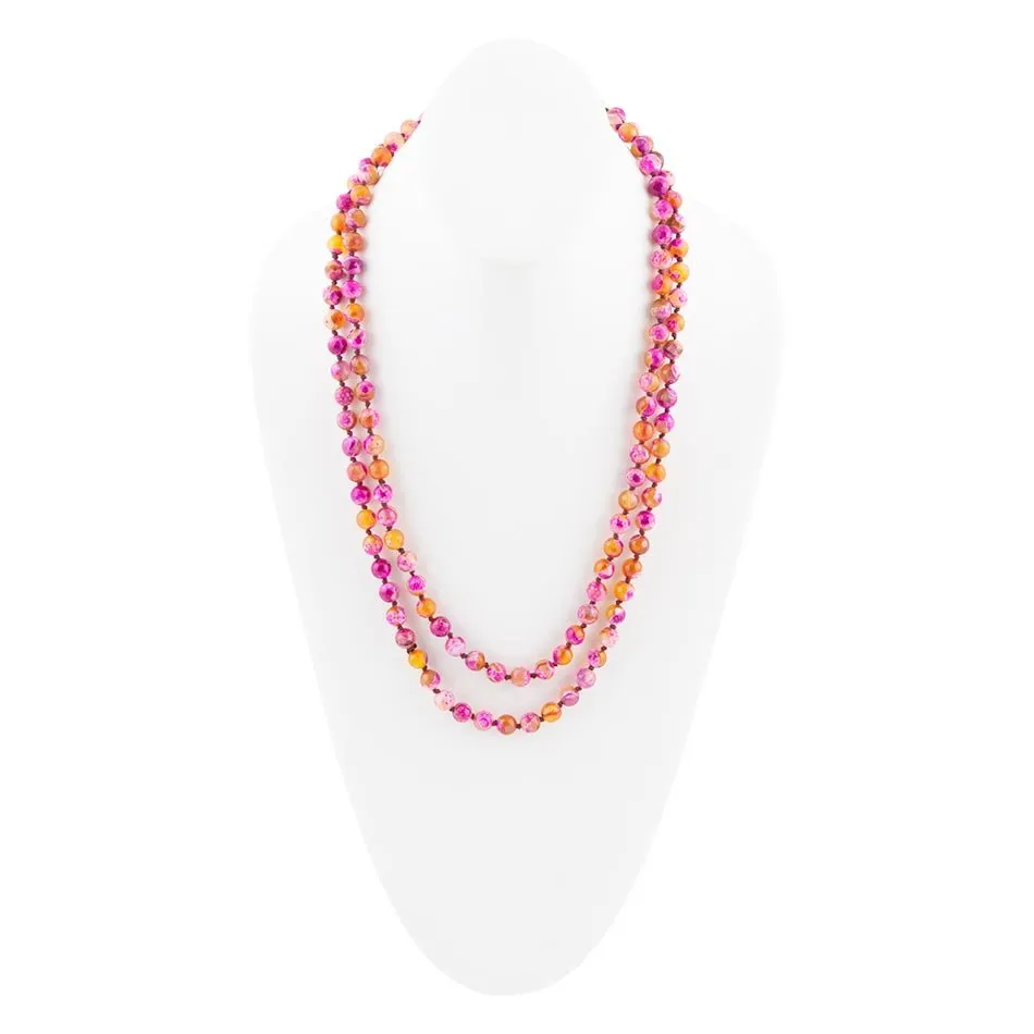 Pink Agate Knotted Long Necklace sold by Barse product image thumbnail 4