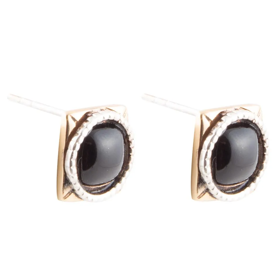 Black Onyx Mixed Metal Post Earrings sold by Barse product image thumbnail 3